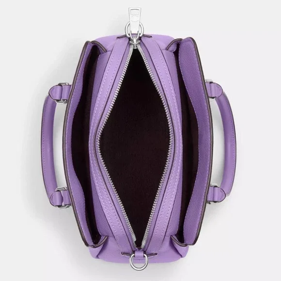 NWT Coach Mini Darcie Carryall With Rose Print/Pebble Leather/ Purple - Picture 8 of 13